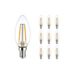 Mehrfachpackung 10x Noxion Lucent LED E14 Kerze Fadenlampe Klar 2.5W 250lm - 827 Extra Warmweiß | Ersatz für 25W