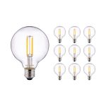 Mehrfachpackung 10x Noxion Pro Classic LED E27 Globe Fadenlampe Klar 95mm 8W 806lm - 827 Extra Warmweiß | Dimmbar - Ersatz für 60W
