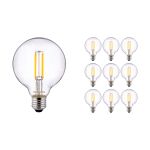 Mehrfachpackung 10x Noxion Pro Classic LED E27 Globe Fadenlampe Klar 95mm 8W 806lm - 827 Extra Warmweiß | Dimmbar - Ersatz für 60W